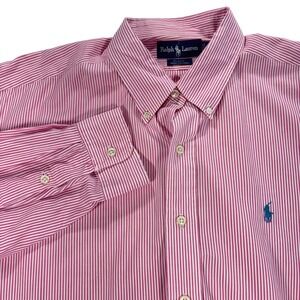Ralph Lauren‎ Blake Mens XL Pink Striped Long Sleeve Button Down Shirt